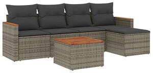 VidaXL 6 részes szürke polyrattan kerti ülőgarnitúra párnákkal