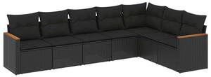 VidaXL Polyrattan Kerti Ülőgarnitúra - 7 részes - Fekete
