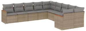VidaXL Polyrattan Kerti Ülőgarnitúra - 10 részes, Bézs