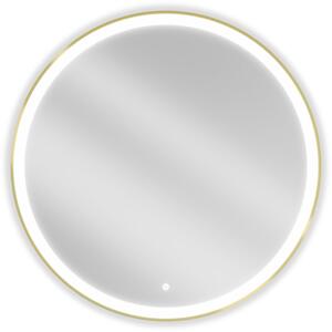Mexen Esso megvilágított fürdőszobai tükör, kerek, 90 cm, LED 6000K, páramentes, arany keret - 9825-090-090-611-50