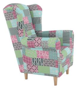 Füles fotel, szövet patchwork, CHARLOT