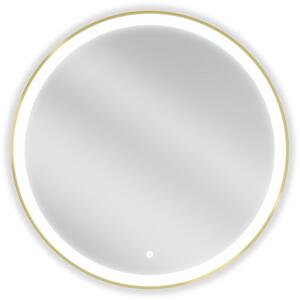 Mexen Esso világító fürdőszobai tükör, kerek, 80 cm, LED 6000K, páramentes, arany keret - 9825-080-080-611-50