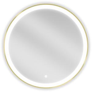 Mexen Esso világító fürdőszobai tükör, kerek 70 cm, LED 6000K, páramentes, arany keret - 9825-070-070-611-50