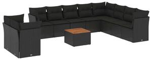 VidaXL Polyrattan Kerti Ülőgarnitúra - 11 részes - Fekete