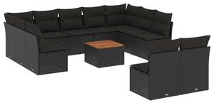 VidaXL Polyrattan Kerti Ülőgarnitúra - 12 részes - Fekete