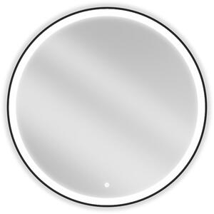 Mexen Esso megvilágított fürdőszobai tükör, kerek 90 cm, LED 6000K, páramentes, fekete kerettel - 9825-090-090-611-70