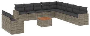VidaXL Polyrattan Kerti Ülőgarnitúra - 12 részes - Szürke