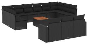 VidaXL Polyrattan Kerti Ülőgarnitúra - 14 részes - Fekete