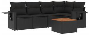 VidaXL Polyrattan Kerti Ülőgarnitúra - 6 részes - Fekete