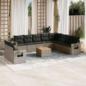 VidaXL Polyrattan Kerti Ülőgarnitúra - 11 részes - Szürke