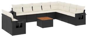 Polyrattan Kerti Ülőgarnitúra - 11 részes - Fekete