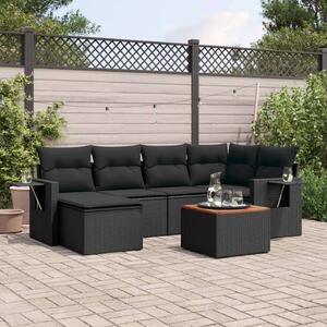 VidaXL Polyrattan Kerti Ülőgarnitúra - 7 részes - Fekete