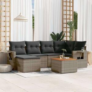 VidaXL Polyrattan Kerti Ülőgarnitúra - 7 részes - Szürke