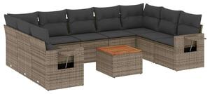 VidaXL Polyrattan Kerti Ülőgarnitúra - 10 részes - Szürke