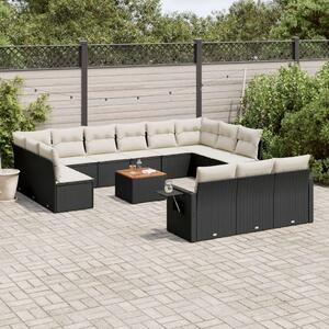 VidaXL Polyrattan Kerti Ülőgarnitúra - 14 részes - Fekete