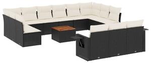 VidaXL Polyrattan Kerti Ülőgarnitúra - 14 részes - Fekete