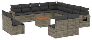 VidaXL Polyrattan Kerti Ülőgarnitúra - 14 részes - Szürke