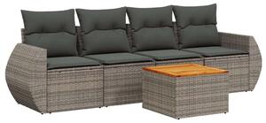 VidaXL 5 részes szürke polyrattan kerti ülőgarnitúra