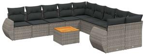 VidaXL Polyrattan Kerti Ülőgarnitúra - 11 részes - Szürke