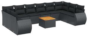 VidaXL Polyrattan Kerti Ülőgarnitúra - 11 részes - Fekete