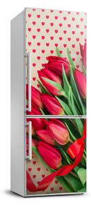 Hűtő matrica Piros tulipánok