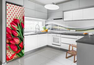 Hűtő matrica Piros tulipánok