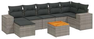VidaXL Polyrattan Kerti Ülőgarnitúra - 8 részes - Szürke