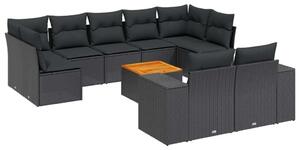VidaXL Polyrattan Kerti Ülőgarnitúra - 10 részes - Fekete