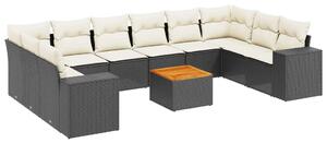 VidaXL Polyrattan Kerti Ülőgarnitúra - 11 részes - Fekete