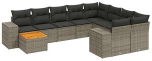 Polyrattan Kerti Ülőgarnitúra - 10 részes - Szürke
