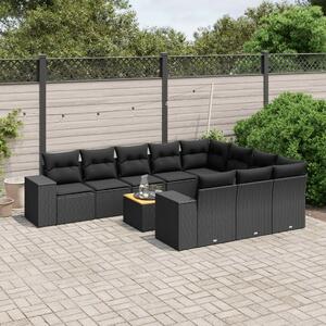 VidaXL Polyrattan Kerti Ülőgarnitúra - 11 részes - Fekete