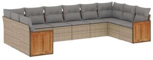 VidaXL Polyrattan Kerti Ülőgarnitúra - 10 részes - Bézs