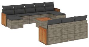 VidaXL Polyrattan Kerti Ülőgarnitúra - 11 részes - Szürke