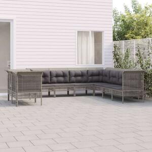 Polyrattan Kerti Ülőgarnitúra - 9 részes - Szürke