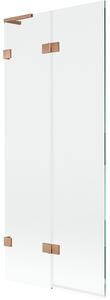 Mexen Lunar L, kétszárnyú kádparaván bal oldali 80 x 150 cm, átlátszó üveg, matt réz, 897L-080-100-65-00-L
