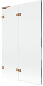 Mexen Lunar L, kétszárnyú kádparaván bal oldali 110 x 150 cm, átlátszó üveg, matt réz, 897L-110-100-65-00-L