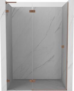 Mexen Lunar L, Balra nyíló zuhanyajtó 130 cm, 8 mm-es átlátszó üveg, matt réz profil, 834L-130-000-65-00-L