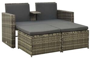 Polyrattan Kerti Ülőgarnitúra - 3 részes - Szürke