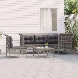 VidaXL 6 részes szürke polyrattan kerti ülőgarnitúra párnákkal