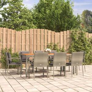 Polyrattan Kerti Étkezőgarnitúra - 9 részes - Szürke