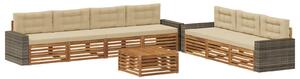 VidaXL Kültéri kanapé szett 8 pcs Természetes és bézs 79 x 79 x 37 cm
