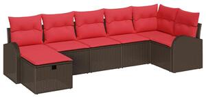 VidaXL Kerti Kanapé Szett párnával tárolóval 7 pcs Barna polirattan