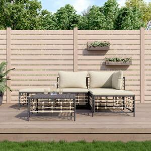 5 Részes Polyrattan Kerti Ülőgarnitúra - Antracit Szürke