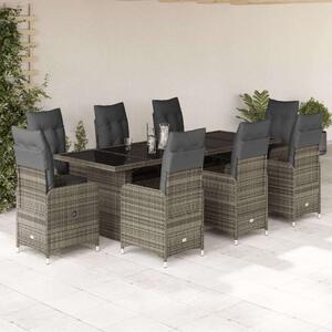 VidaXL Polyrattan Kerti Bútor - 9 részes Bisztrókészlet - Szürke