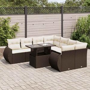 VidaXL 9 részes barna polyrattan kerti ülőgarnitúra párnákkal