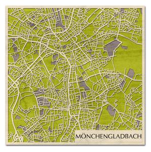 Mönchengladbach 3D fa várostérkép fali dekoráció – Natura Products