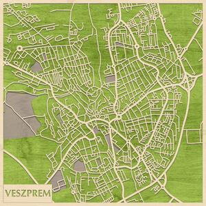 Veszprém 3D fa várostérkép fali dekoráció – Natura Products