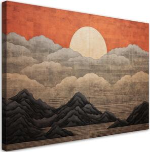 Gario Vászonkép Nap, felhők és hegyek Japánban Méret: 60 x 40 cm