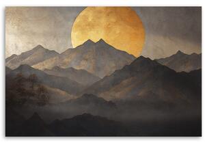 Gario Vászonkép Japán arany nap és hegyek Méret: 60 x 40 cm