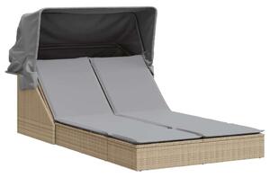 VidaXL Dupla Napozóágy - Polyrattan - Bézs - 200x100cm